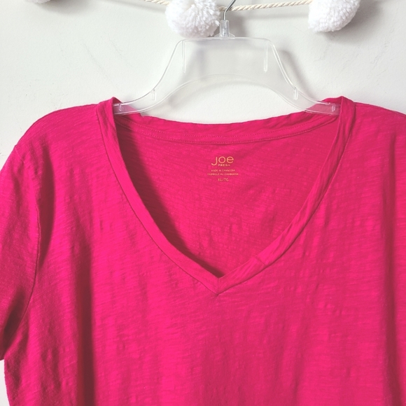 Joe Fresh Hot Pink V Neck Short Sleeve Tee Shirt - Picture 4 of 9